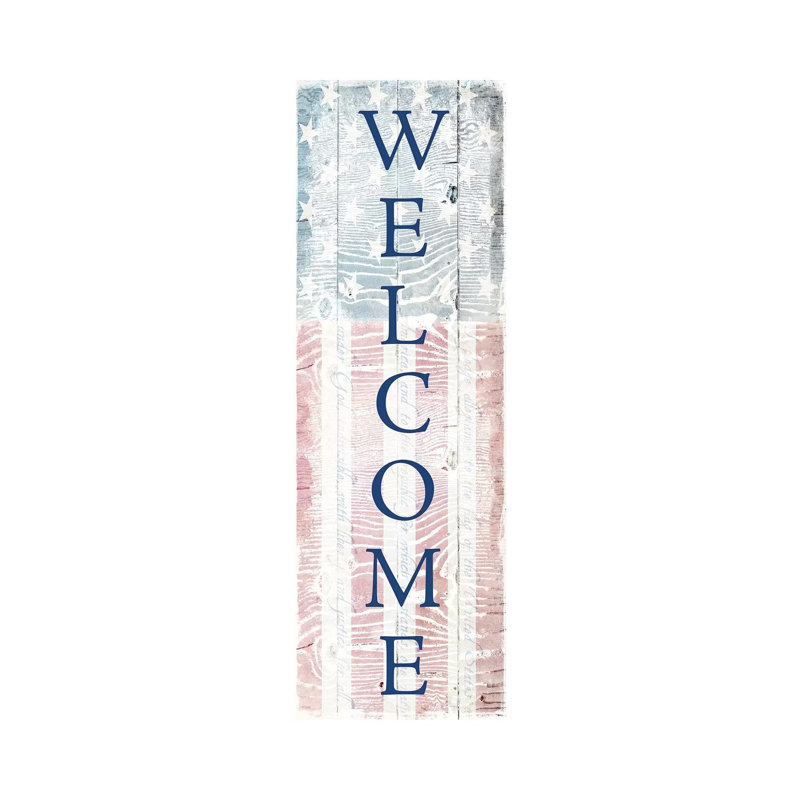 Welcome Flag 1 Piece Panoramic Wall Art on Canvas, 121.92 cm H x 40.64 cm W x 1.91 cm D, Wrapped Canvas