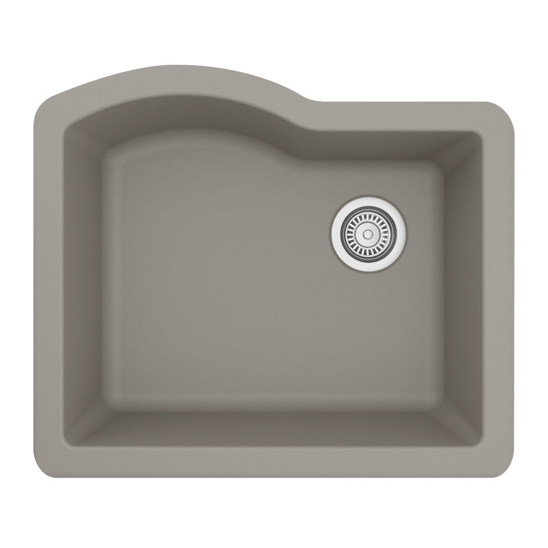 Karran Undermount Quartz Composite 24'' X 20-3/4'' Single Bowl Kitchen Sink, Concrete