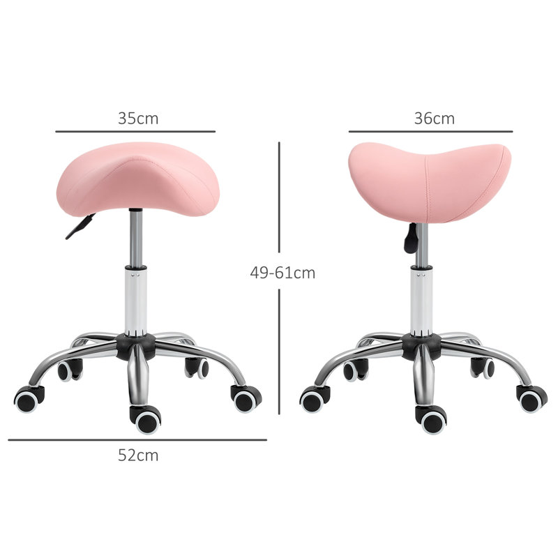 Carliyah Adjustable Height Lab Stool Wheels, Pink