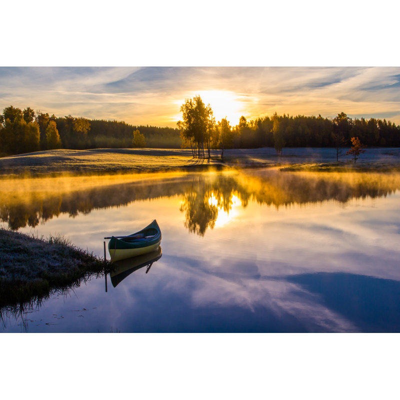 Lever de soleil sur le lac - Photographie sur toile tendue, H 24 po x l 36 po x P 1 po