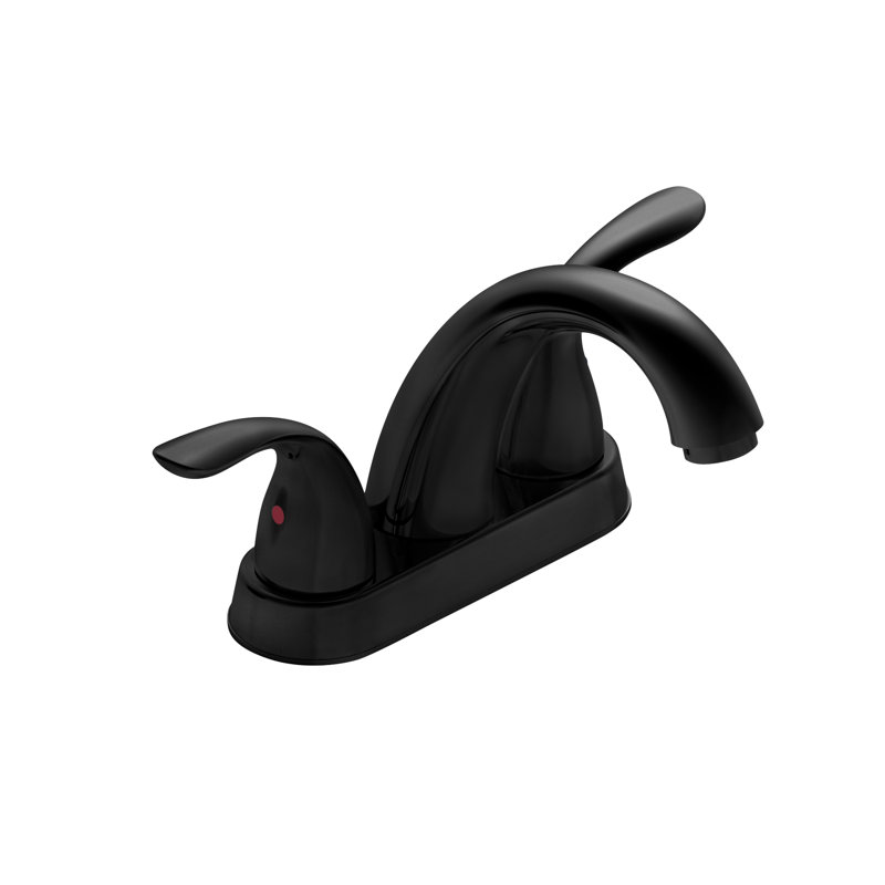Robinet de lavabo de salle de bain 5,45 po, noir mat 2, bec à arc moyen, teinté, fixation sur le comptoir, robinet central 2