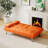 67-inch Orange Leather Multifunctional Double Folding Sofa Bed with Coffee Table for Office Use