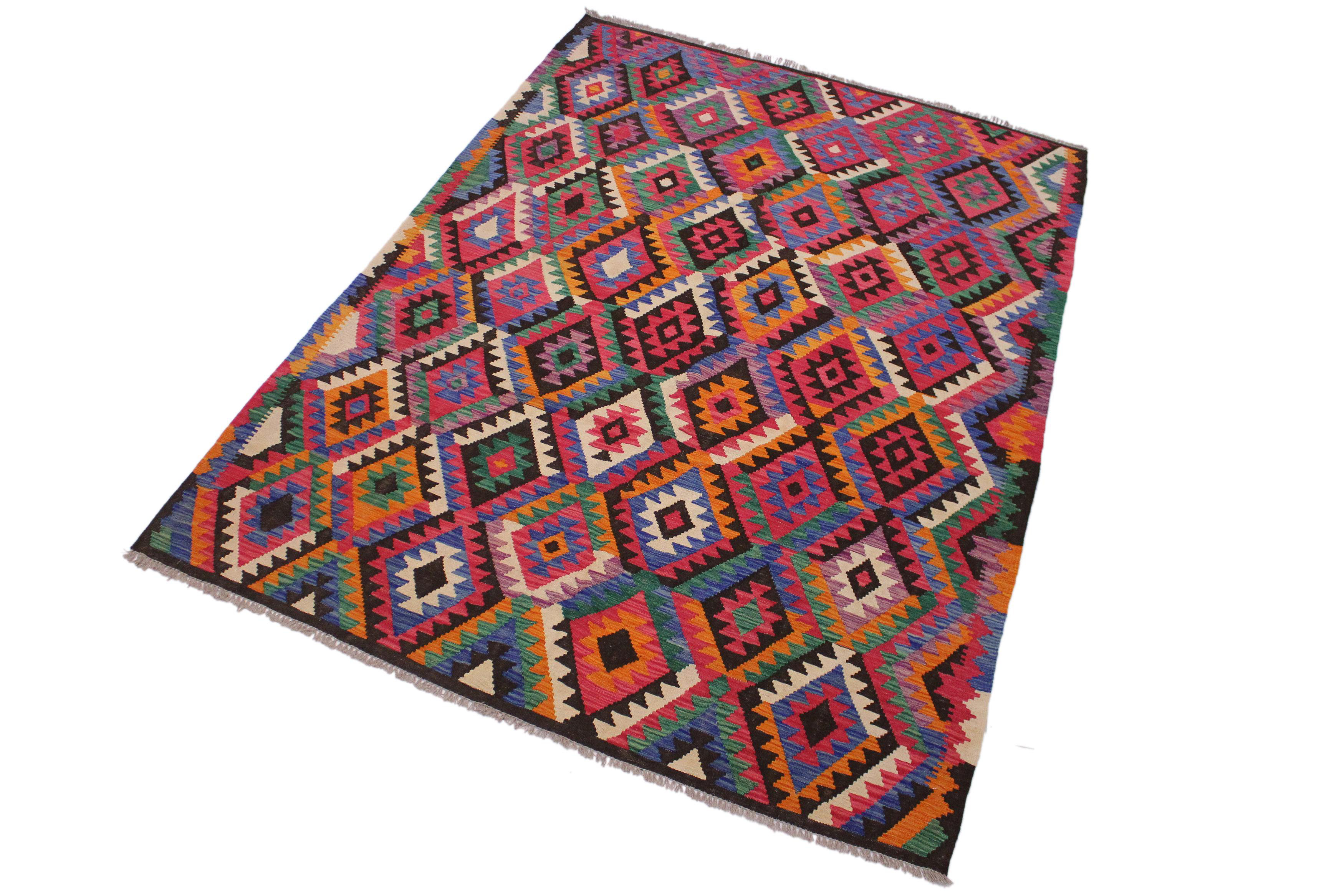 Isabelline Madee Geometric Handmade Rectangle 6'6" x 9'1" Wool Area Rug ...