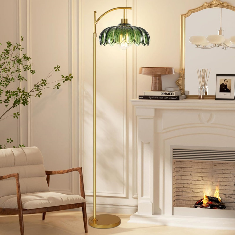 Lampe sur pied en verre Mid-Century moderne, Vert