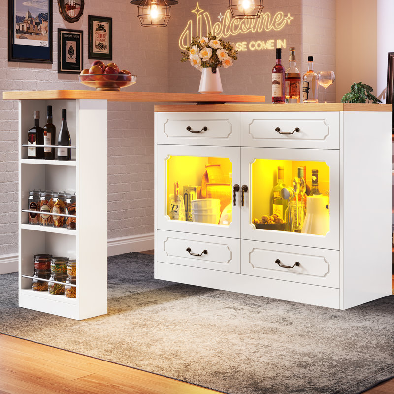 Wood Kitchen Island, White