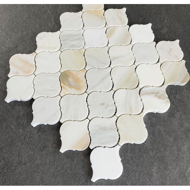 2.5" x 3" Marble Arabesque Mosaic Wall & Floor Tile, Calacatta Gold