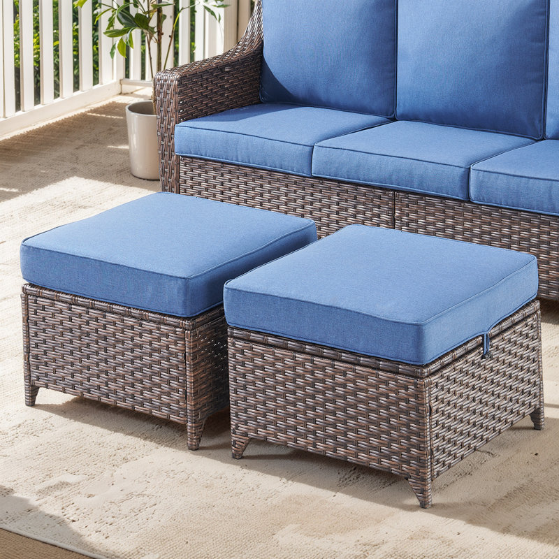 Repose-pieds d'extérieur avec coussin Sunbrella® Tya, Bleu