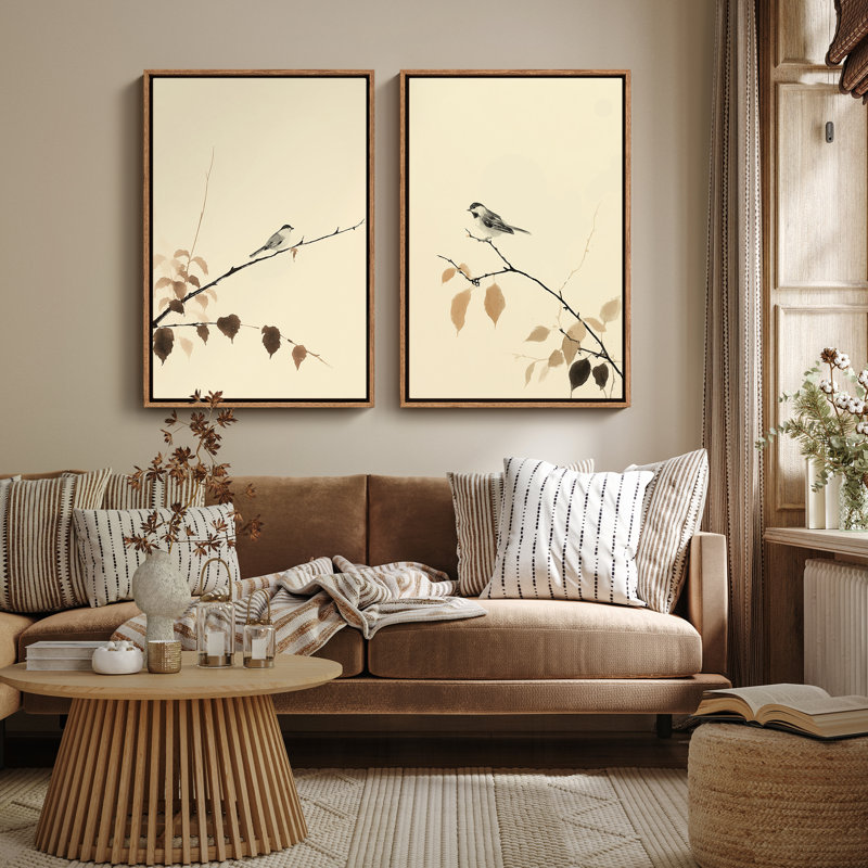 Art mural encadré, rétro, antique, classique pour chambre à coucher - 16 po x 24 po x 2 panneaux, H 24 po x l 16 po, Naturel