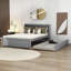 Lit plateforme en bois avec lit gigogne et tablettes-923015599-923015596