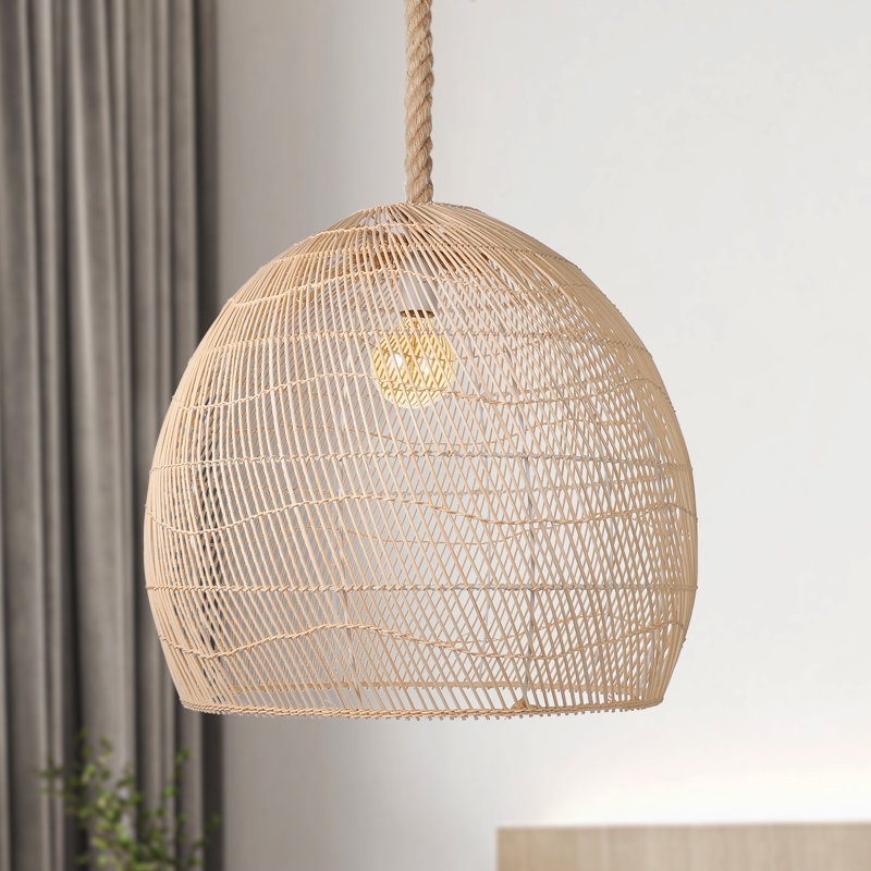 Luminaire suspendu en dôme naturel à 1 lumière Boruch, H 78 po x l 23,62 po x P 23,62 po