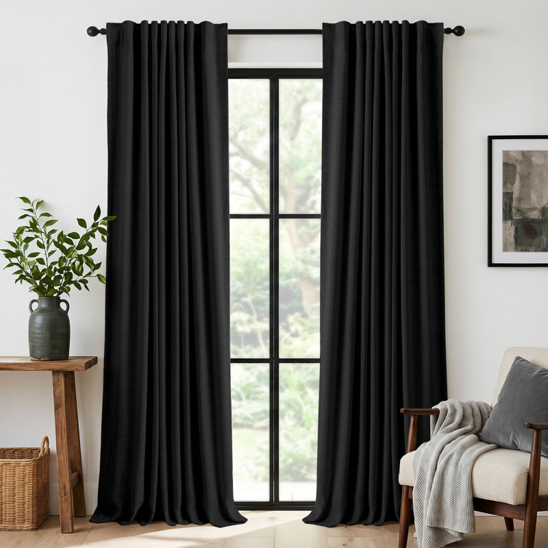 Rideaux occultants isolants texturés 100% Graciella, Noir, L 50 po x L 90 po