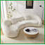 Canapé incurvé moderne en molleton beige avec motif «Love Heart» - l 125,98 po de largeur pour le salon-1205412810