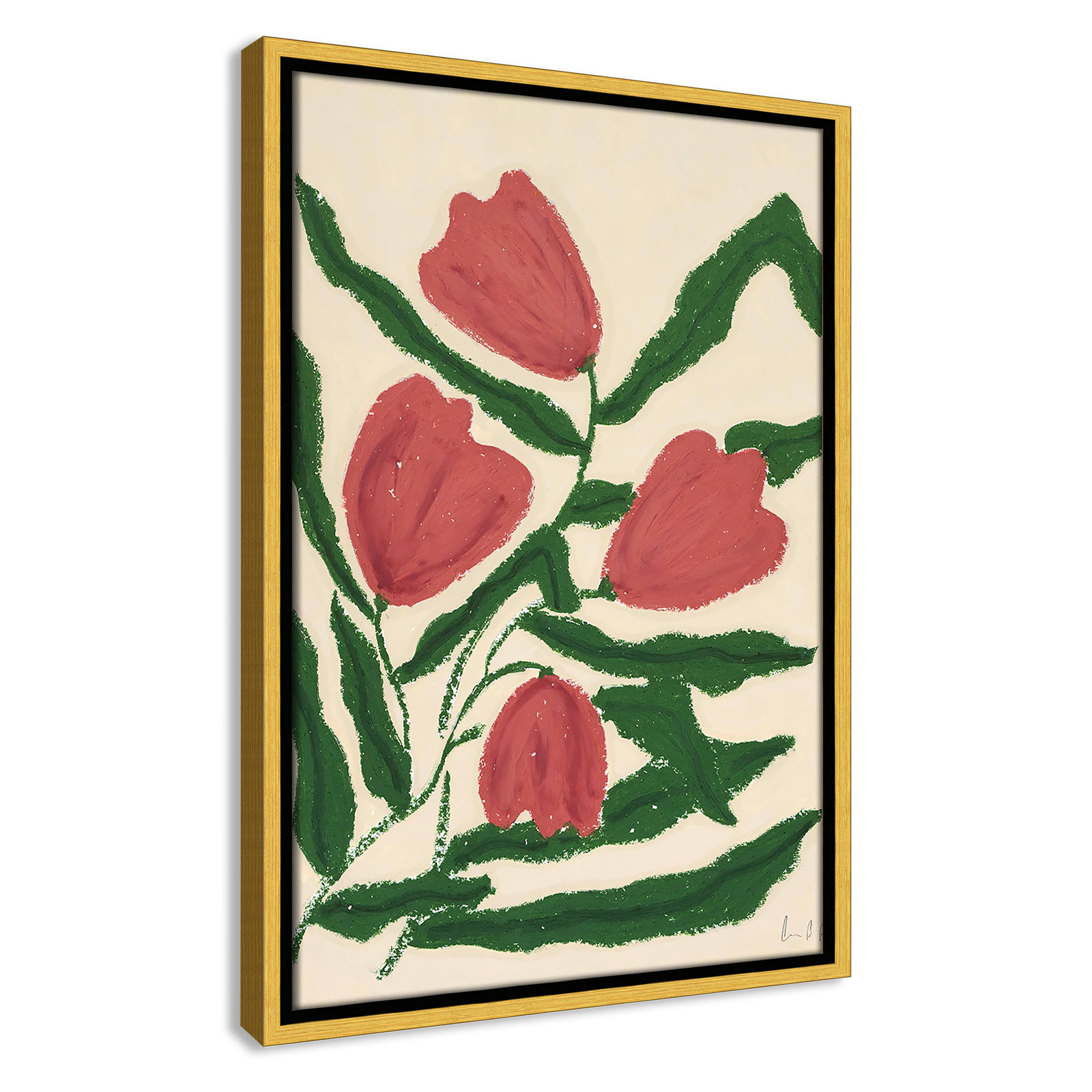 Colette "Red Tulips" Print by Camilla Bergqvist, 19.5" H x 13.5" W, Gold