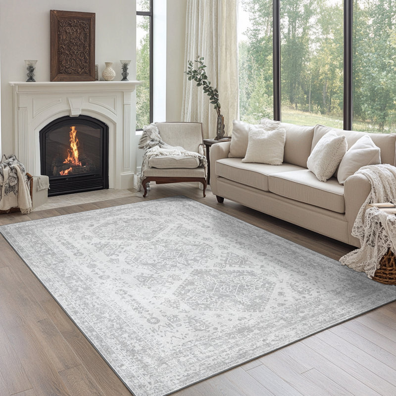 Tapis gris antidérapant Agora, Rectangle 9 pi x 12 pi