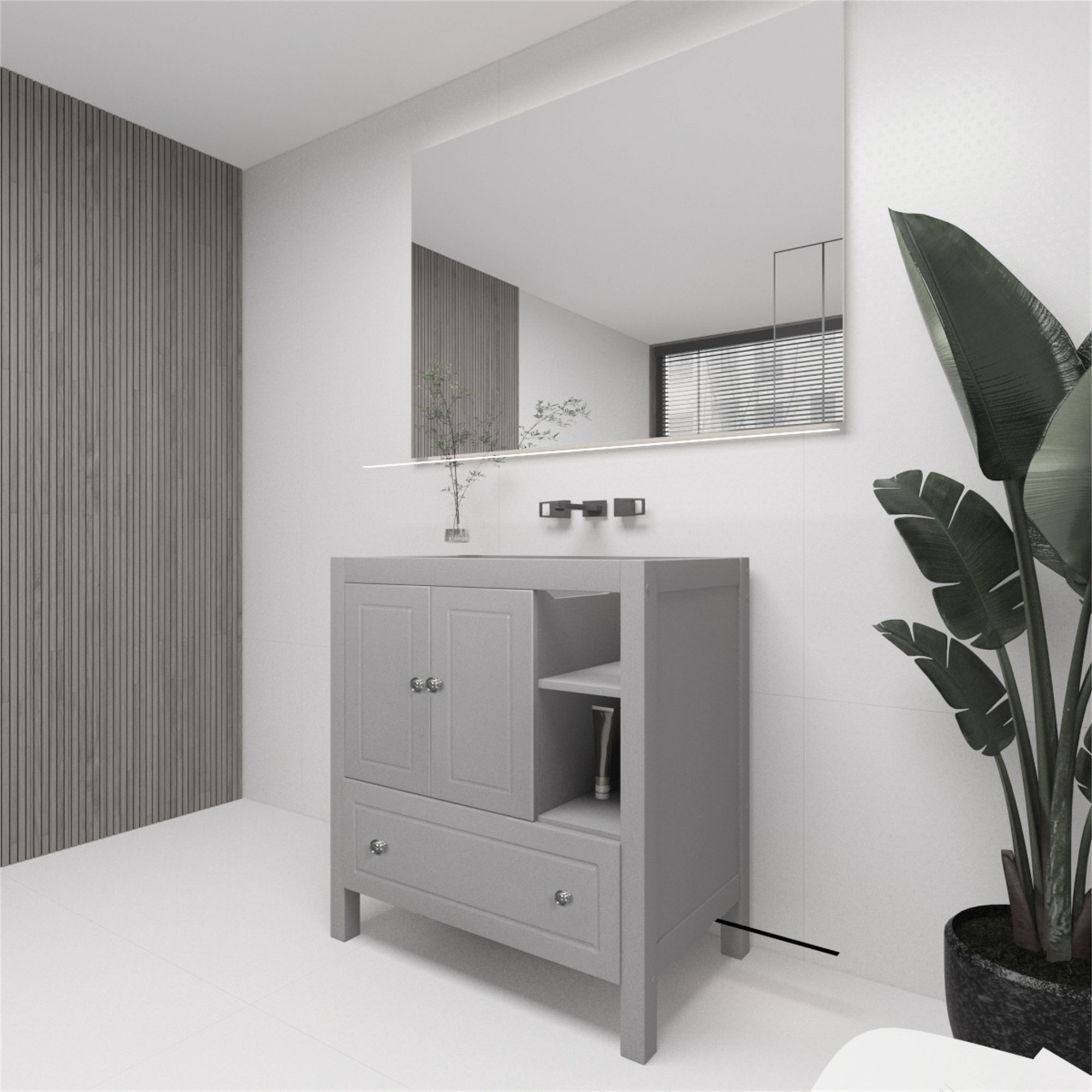 Hokku Designs Aashdon Floor Mounted Bathroom Cabinet | Wayfair