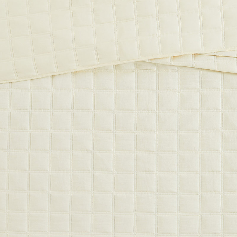Reta Microfiber Quilt Set, Queen Quilt + 2 Standard Shams, Ivory