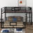 Twin Over Full Size Bunk Bed With Ladders, L Shaped Metal Bunk Bed Frame,Modern Metal Beds Frame