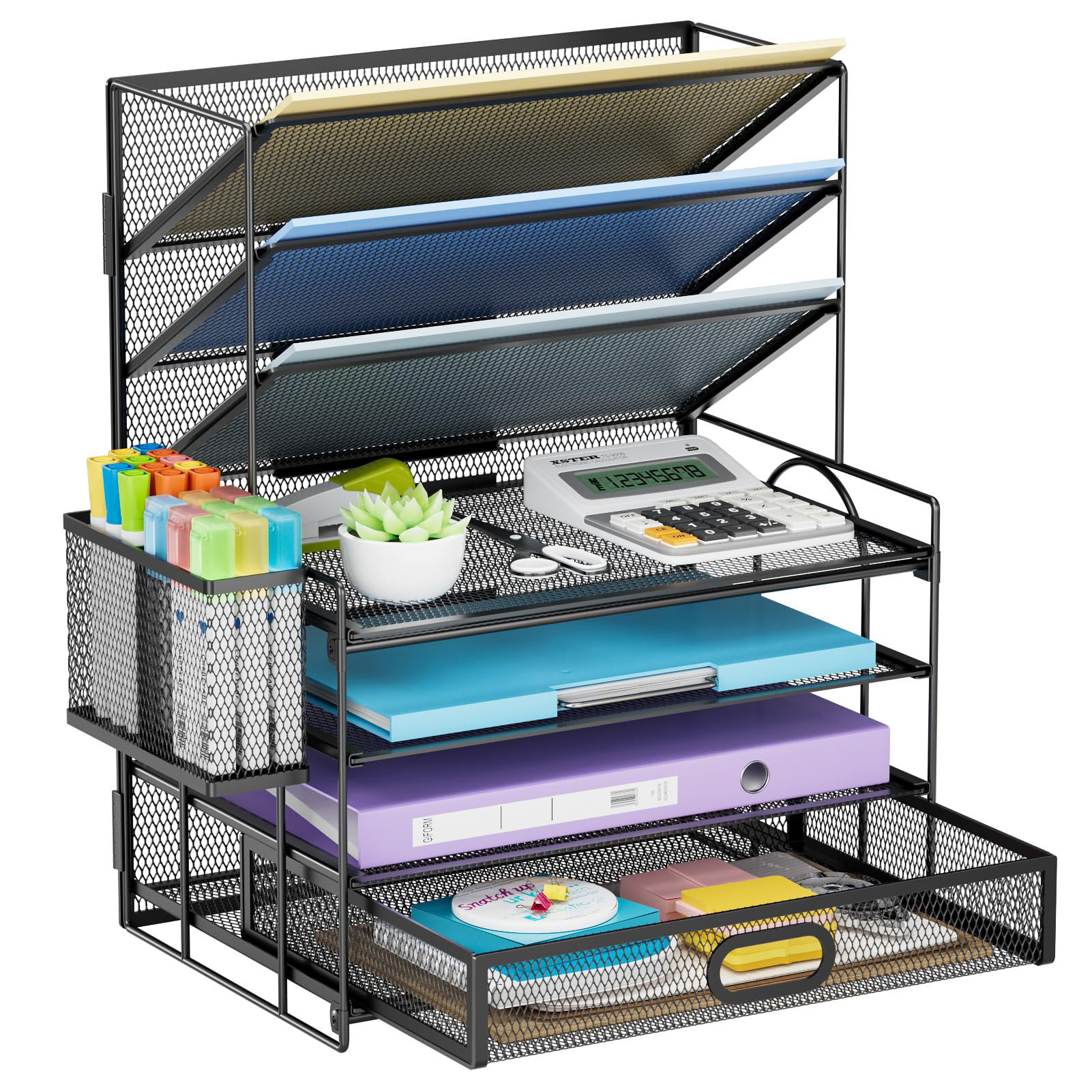 Desk Organizer Marbrasse With File Holder, 5-Tier s And