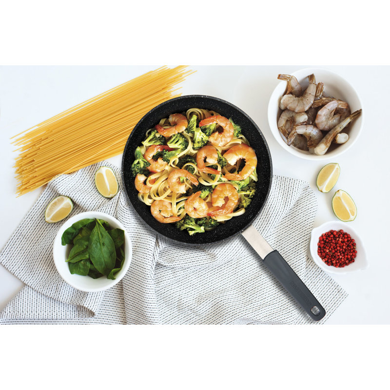 Batterie de cuisine antiadhésive en aluminium avec poignée de chef en acier inoxydable Masterpan 8, L 11,4 po