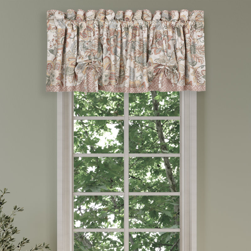Janessa Coral and Gold Patterned Window Valance