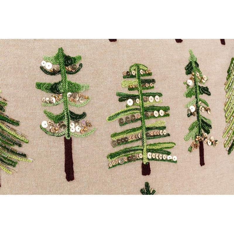 Embroidered & Beaded Trees Pillow