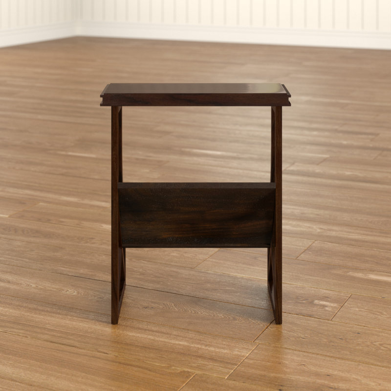 Solid Wood Sled End Table, Brown
