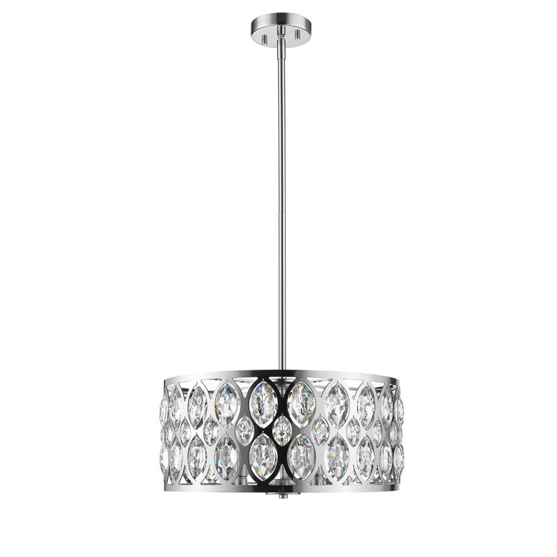 Delphina 5 - Light Dimmable Drum Chandelier, Chrome, 9" H x 19.75" W x 19.75" D