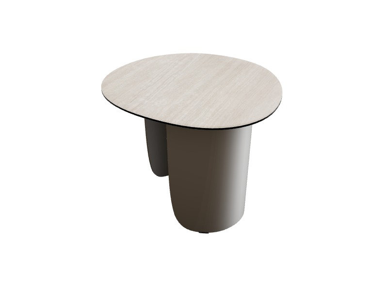 Twins Coffee Tables, White Travertino, Matt Bronze