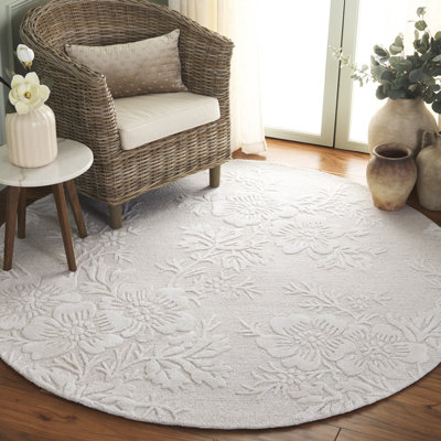 Tapis ivoire en laine / coton / viscose touffeté à la main Emko 151