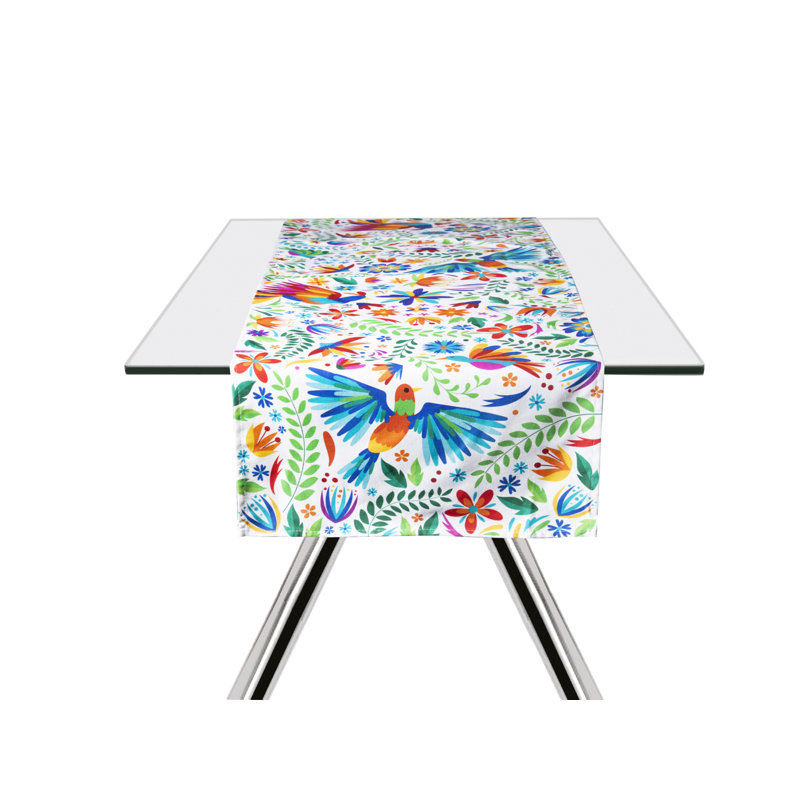 Excelsa Multicolored Mexican Flowers Table Runner