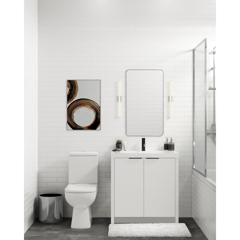 Mesa 48" W Freestanding Single Bathroom Vanity , White Nanomatte/Matte Black, White Gloss, Single-Hole