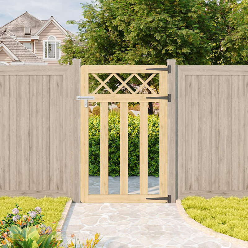 120 cm H Solid Wood Gate Fencing, 120 cm H x 76 cm W x 3 cm D, Yellow