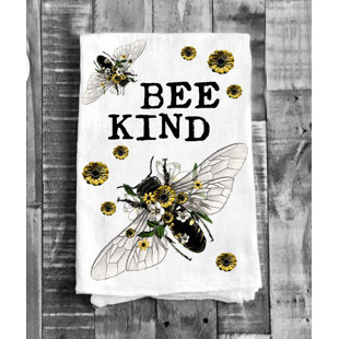 Embroidered Bee Tea Towel Set of 4 19x28