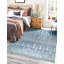 Blue Hand-Knotted Wool Linear Diamond Weave Geometric Modern Contemporary Carpet Rug-1730225614