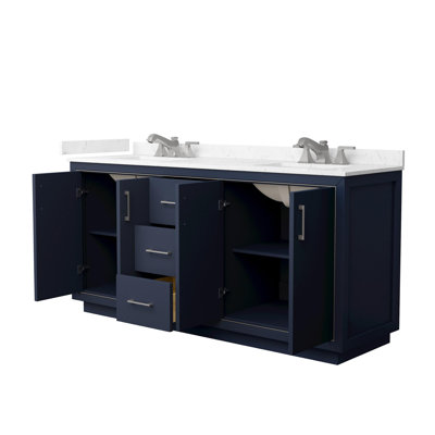 Icon 72" Freestanding Double Bathroom Vanity with Cultured Marble Top