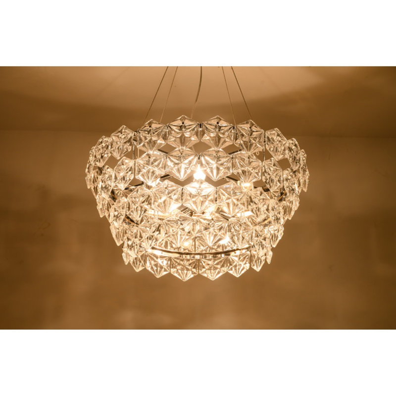 Lustre à ouverture unique, Transparent, H 10 po x l 16 po x P 16 po, Étain