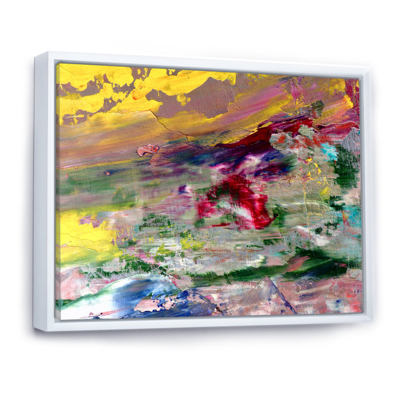 «Colorful Abstract Strokes IV», reproduction encadrée sur toile, H 24 po x l 36 po x P 1 po, Cadre flottant blanc