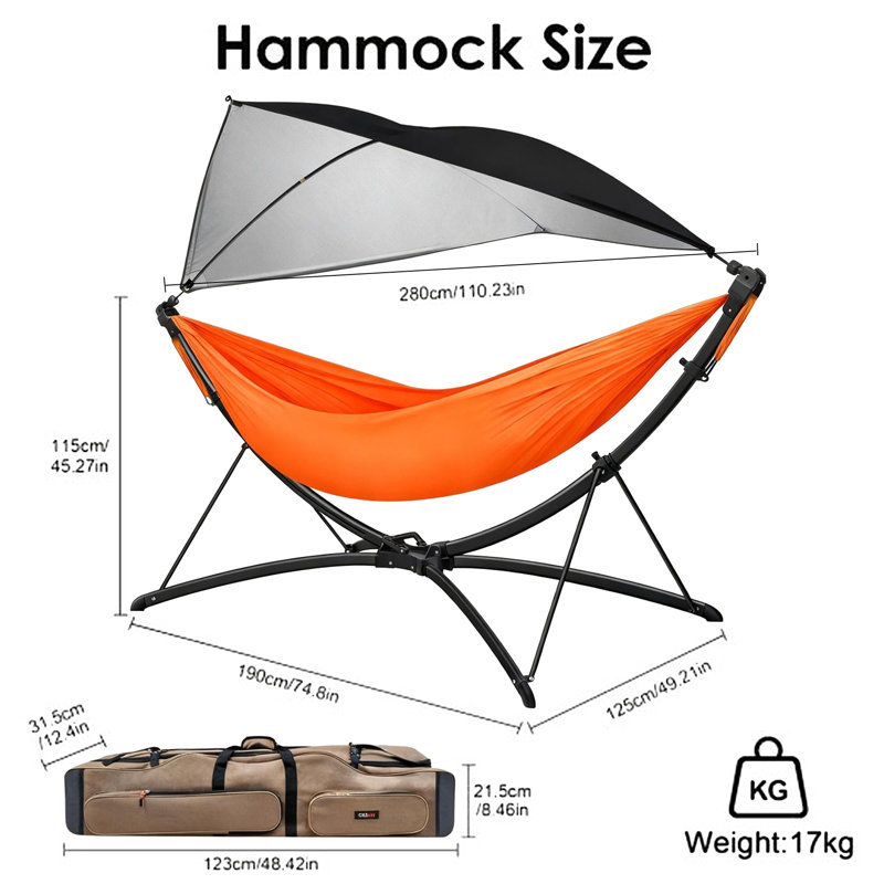 Hamac côtier de qualité supérieure Aleksey avec installation rapide et nylon durable tissé au diamant 70D, Orange