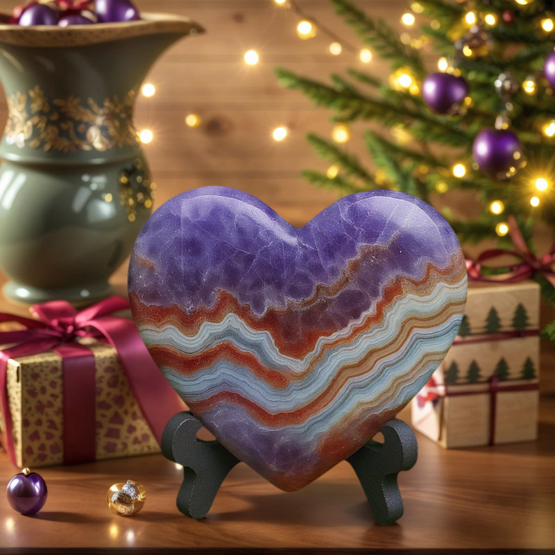 Améthyste, cœur en agate (400 à 500 G), décoration de la maison, décorations pour la maison, cadeaux des Fêtes