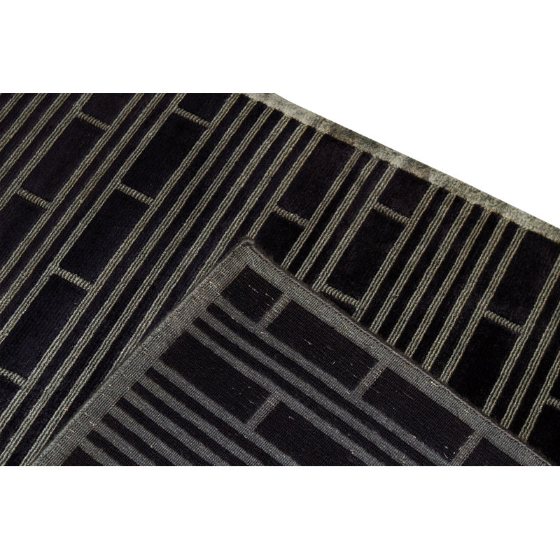 Hand-Knotted High-Quality Black Area Rug