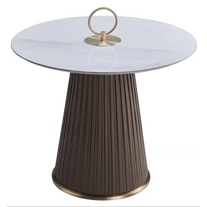 Table de bout à piédestal en verre, Brun foncé