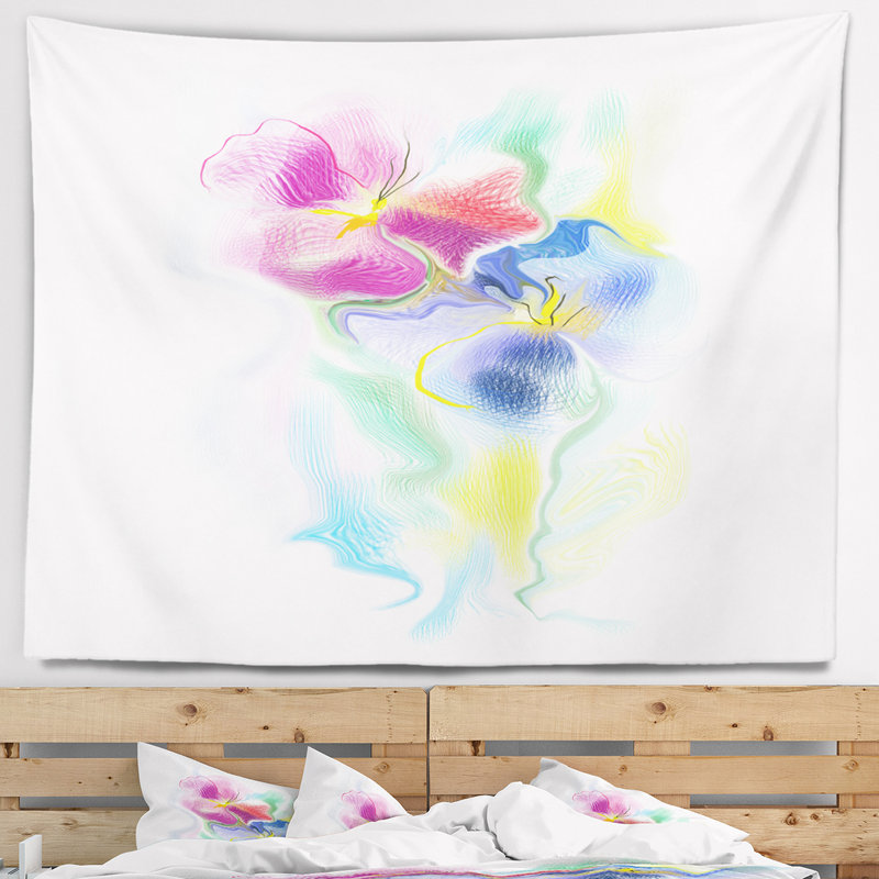 Tapisserie à l'aquarelle florale colorée, H 50 po x l 60 po