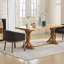 Chaises de salle à manger rembourrées modernes avec accoudoirs, chaises d'appoint en lin avec structure en bois franc naturel-1653663142