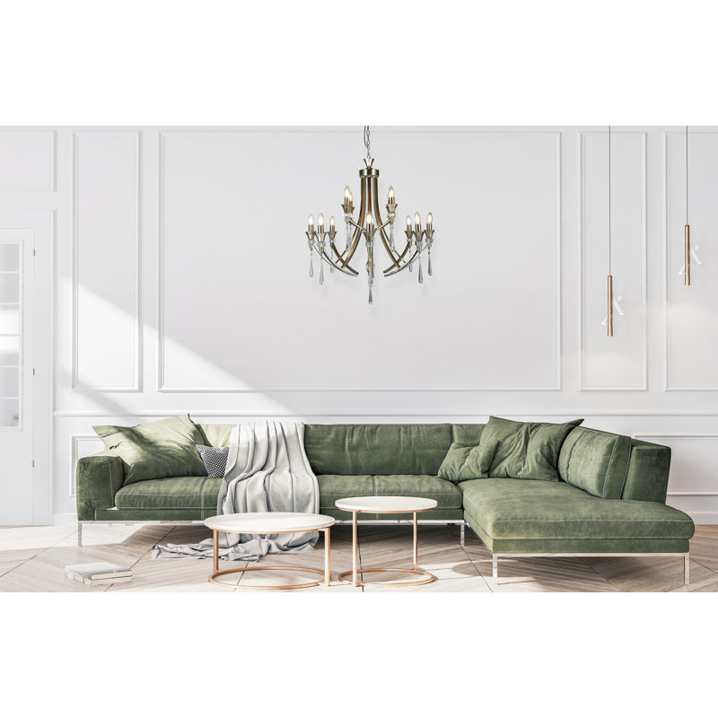 Eddings 12 - Light Candle Style Chandelier, Antique Brass