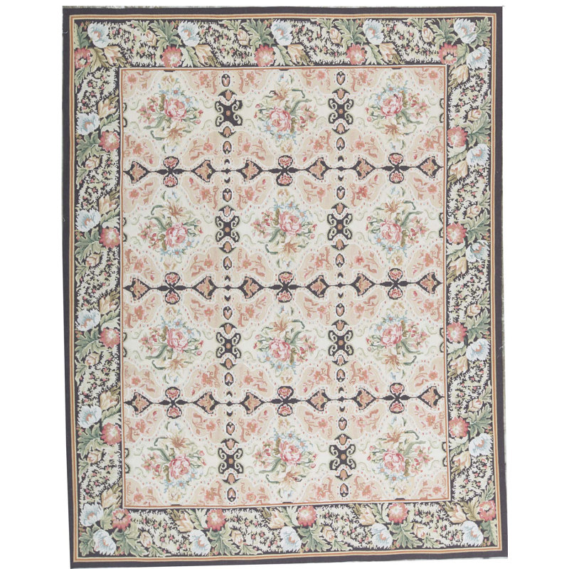 Tapis brun et beige de haute qualité noué à la main