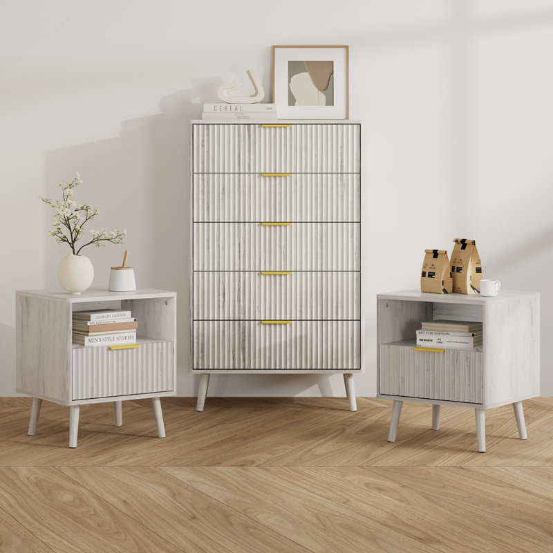 3-Piece Bedroom Set (1 Dresser + 2 Nightstands), White