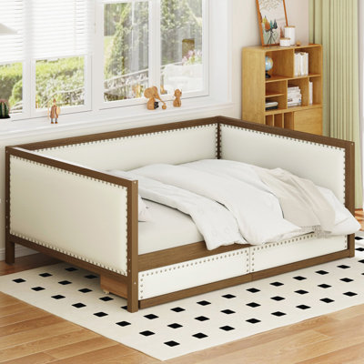 Modern Upholstered Daybed with Trundle and Nailhead Decoration by Latitude Run
