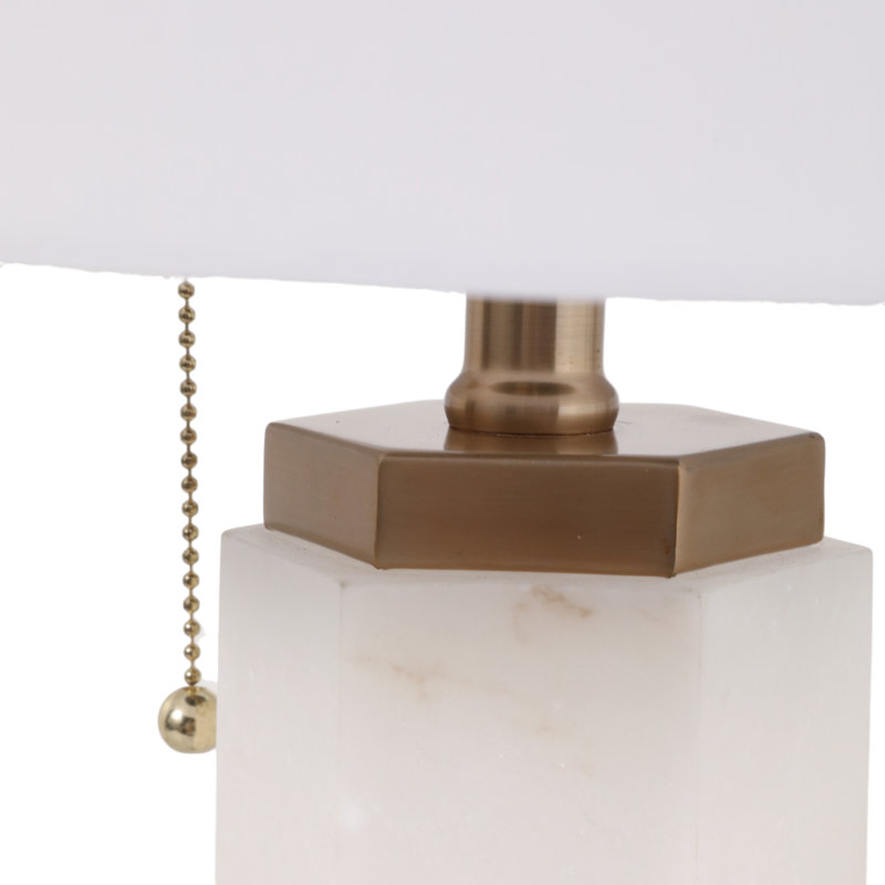 Lampe de table moderne en albâtre pour décoration de salon - Lampe de chevet ou de bureau élégante pour petites tables d'appoint de chambre à coucher - 28 po, blanc et or