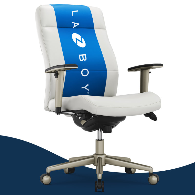 Modern Baylor Bonded Leather Swivel Executive Chair with Lumbar Support - White