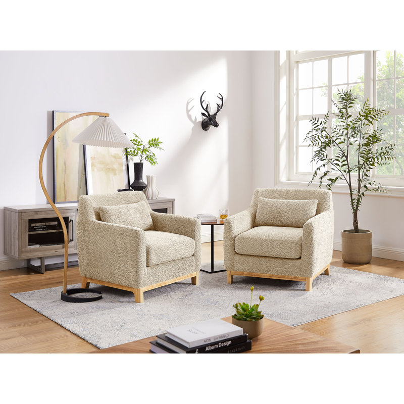Aishah Upholstered Armchair, Camel Boucle